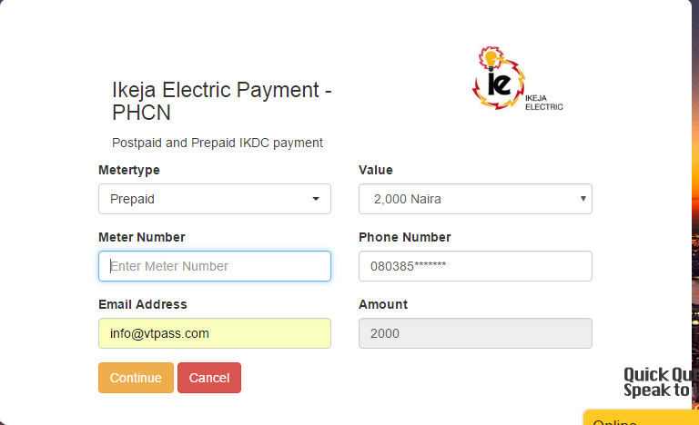 Make electricity payment on online